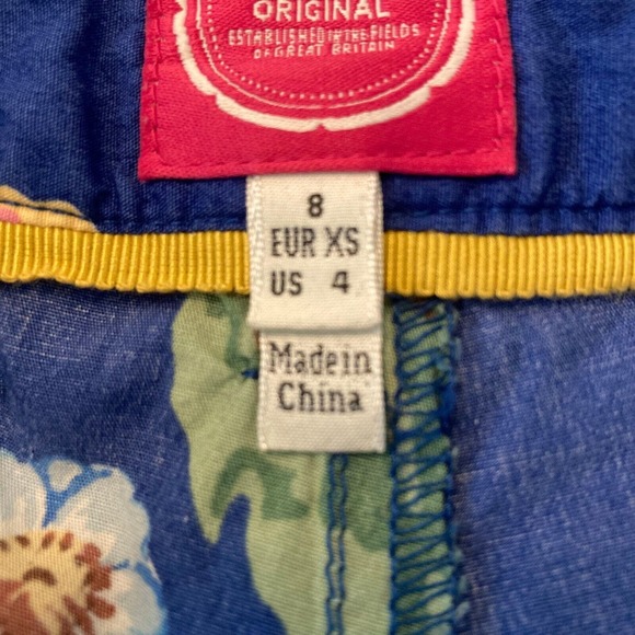 Joules Original Shorts Womens Sz 4 Blue Pink Floral Cotton Twill Chino‎ Pockets - Picture 6 of 11